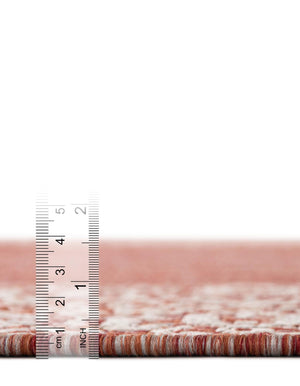 Rust Red 4' 1 x 4' 1 Outdoor Border Round Rug
