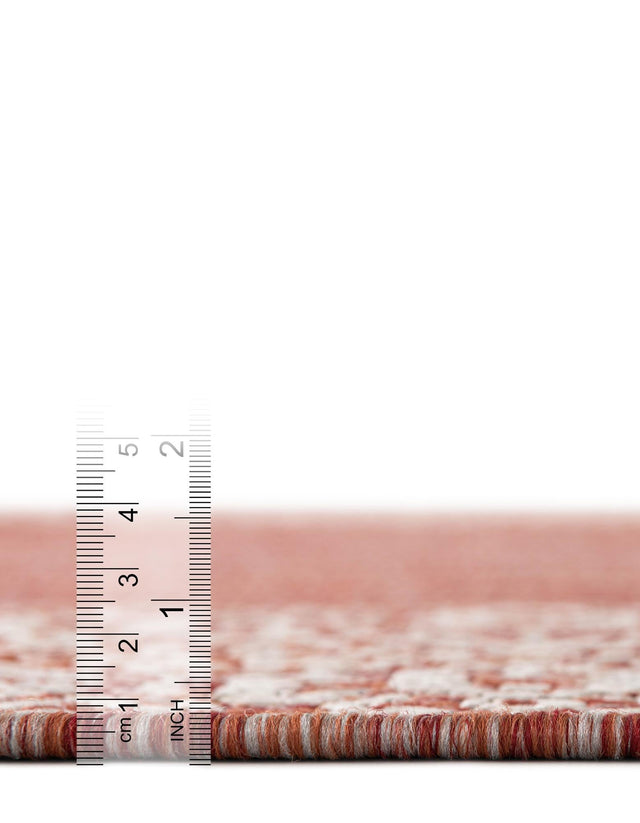 Rust Red 4' 1 x 4' 1 Outdoor Border Round Rug