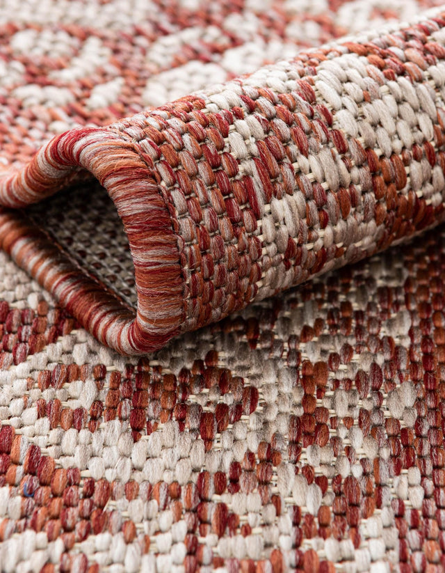 Rust Red 4' 1 x 4' 1 Outdoor Border Round Rug