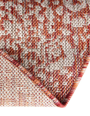 Rust Red 13' 1 x 13' 1 Outdoor Border Round Area Rug Weather Resistant for Patio, Deck, Terrace, Balcony, Porch 100% Polypropylene Classic Bordered Carpet for Sale at Rug Engine