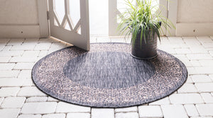 Charcoal Gray 4' 1 x 4' 1 Outdoor Border Round Rug