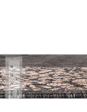Charcoal Gray 4' 1 x 4' 1 Outdoor Border Round Rug