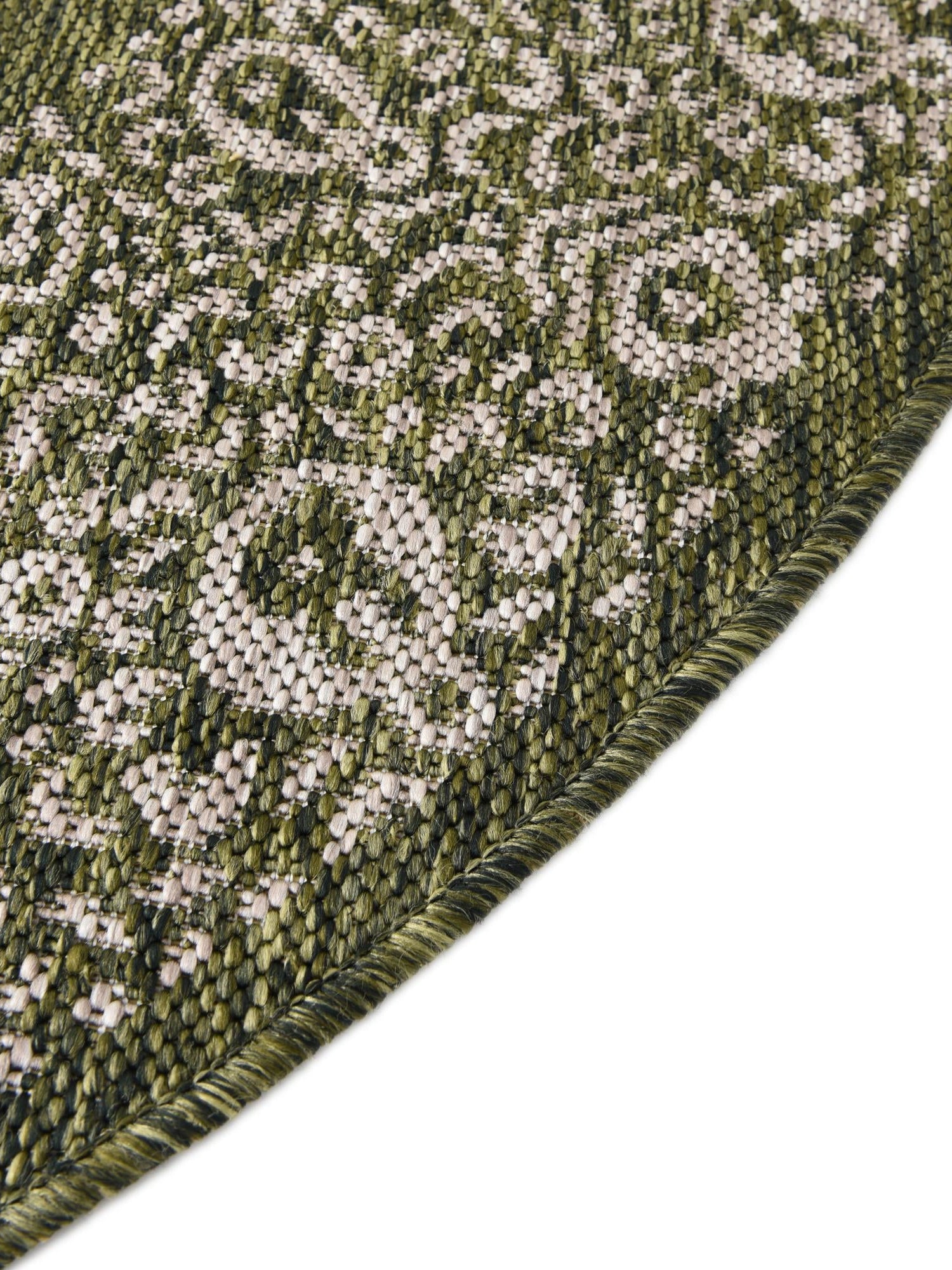 Green 13' 1 x 13' 1 Outdoor Border Round Area Rug Weather Resistant for Patio, Deck, Terrace, Balcony, Porch 100% Polypropylene Classic Bordered Carpet for Sale at Rug Engine