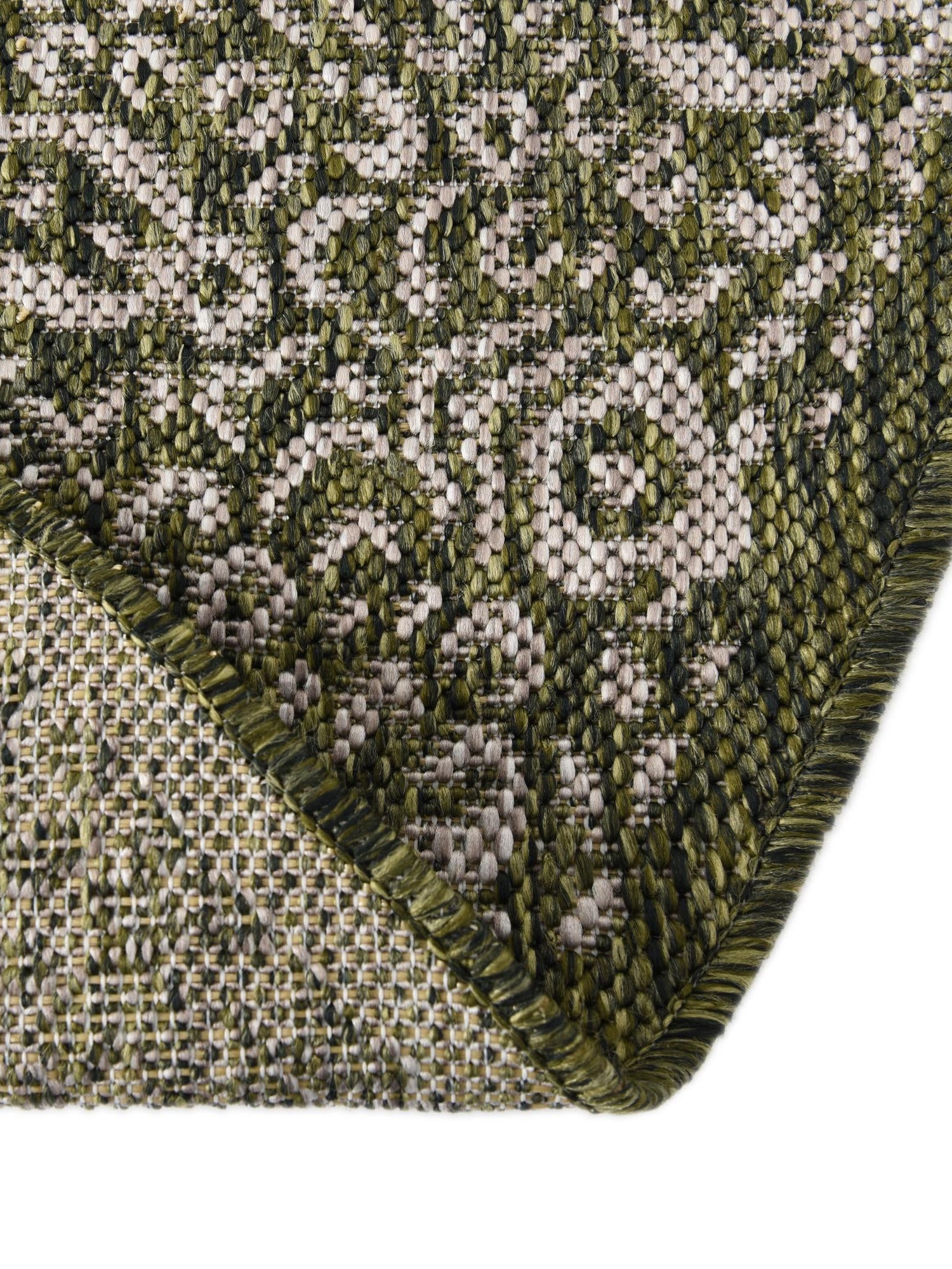 Green 13' 1 x 13' 1 Outdoor Border Round Area Rug Weather Resistant for Patio, Deck, Terrace, Balcony, Porch 100% Polypropylene Classic Bordered Carpet for Sale at Rug Engine