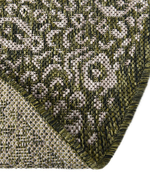 Green 10' 8 x 10' 8 Outdoor Border Round Area Rug Weather Resistant for Patio, Deck, Terrace, Balcony, Porch 100% Polypropylene Classic Bordered Carpet for Sale at Rug Engine