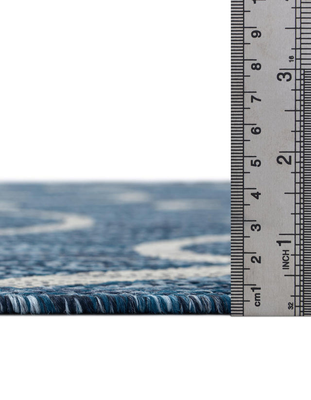 Blue 4' 1 x 4' 1 Outdoor Botanical Round Area Rug Weather Resistant for Patio, Deck, Terrace, Balcony, Porch Polypropylene Garden Floral Tropical Carpet for Sale at Rug Engine