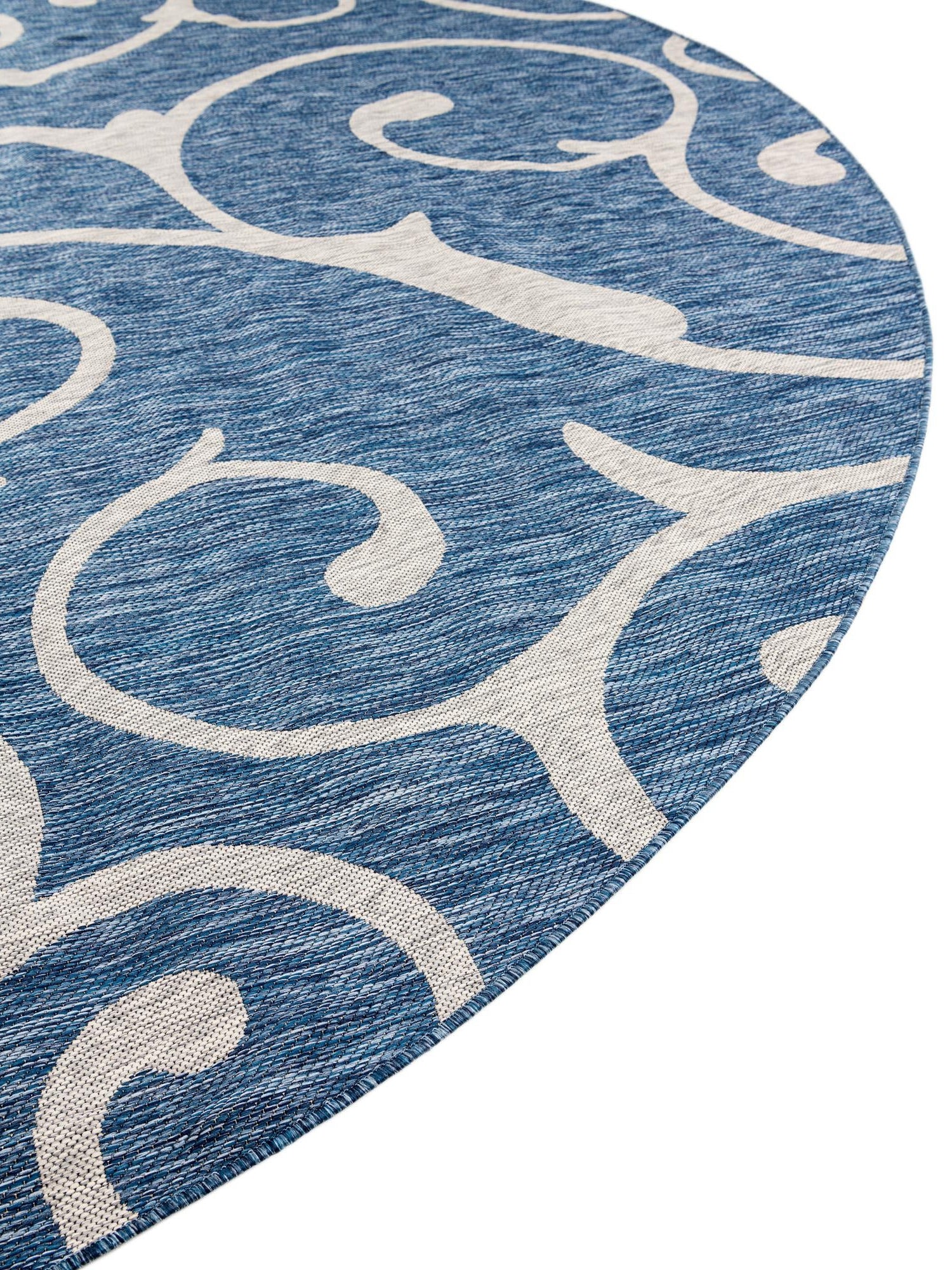 Blue 13' 1 x 13' 1 Outdoor Botanical Round Area Rug Weather Resistant for Patio, Deck, Terrace, Balcony, Porch Polypropylene Garden Floral Tropical Carpet for Sale at Rug Engine