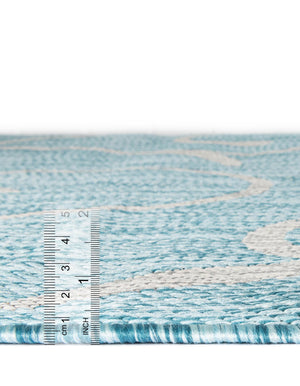 Light Aqua 13' 1 x 13' 1 Outdoor Botanical Round Area Rug Weather Resistant for Patio, Deck, Terrace, Balcony, Porch Polypropylene Garden Floral Tropical Carpet for Sale at Rug Engine