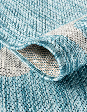 Light Aqua 10' 8 x 10' 8 Outdoor Botanical Round Area Rug Weather Resistant for Patio, Deck, Terrace, Balcony, Porch Polypropylene Garden Floral Tropical Carpet for Sale at Rug Engine