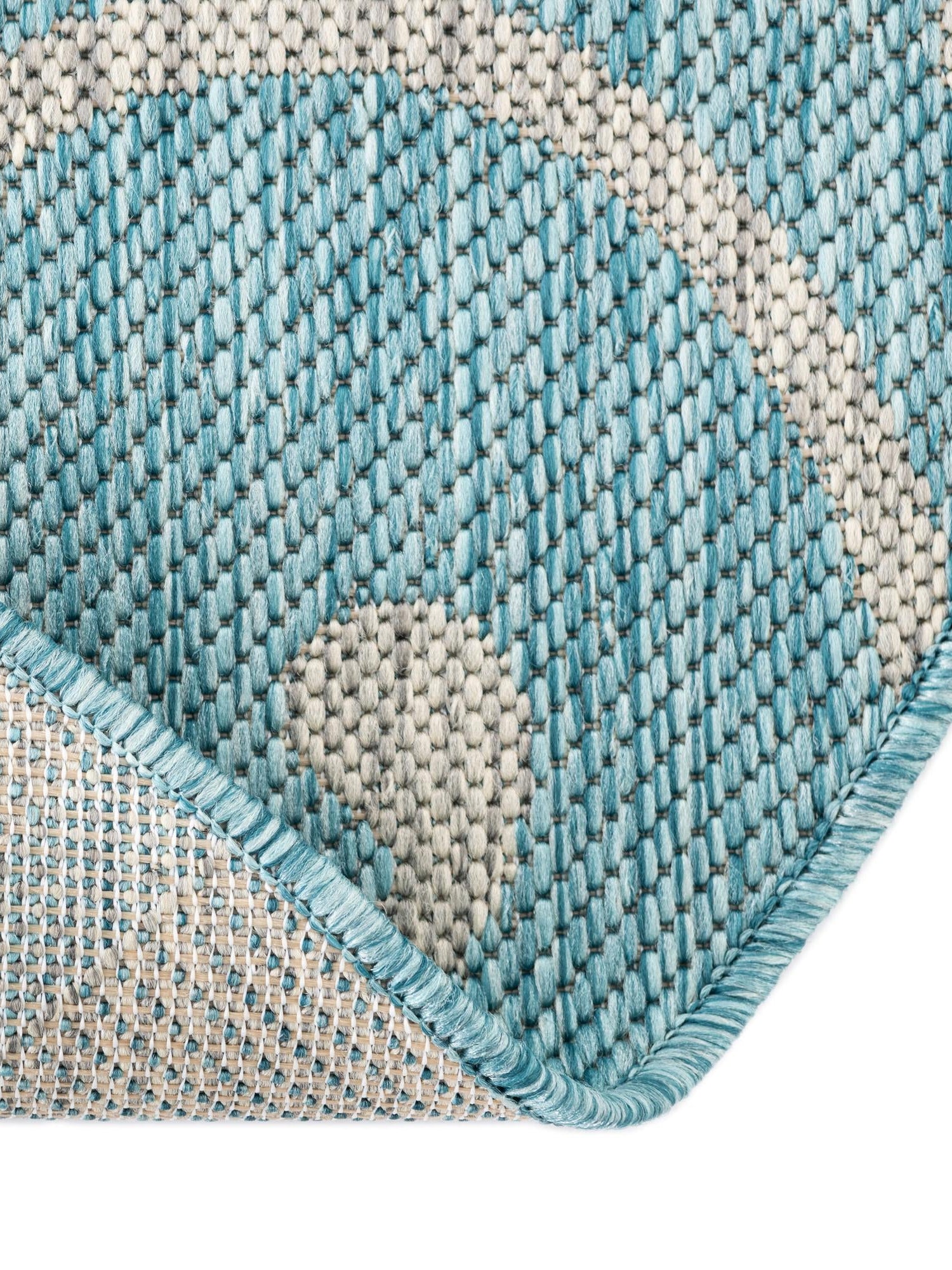 Light Aqua 10' 8 x 10' 8 Outdoor Botanical Round Area Rug Weather Resistant for Patio, Deck, Terrace, Balcony, Porch Polypropylene Garden Floral Tropical Carpet for Sale at Rug Engine