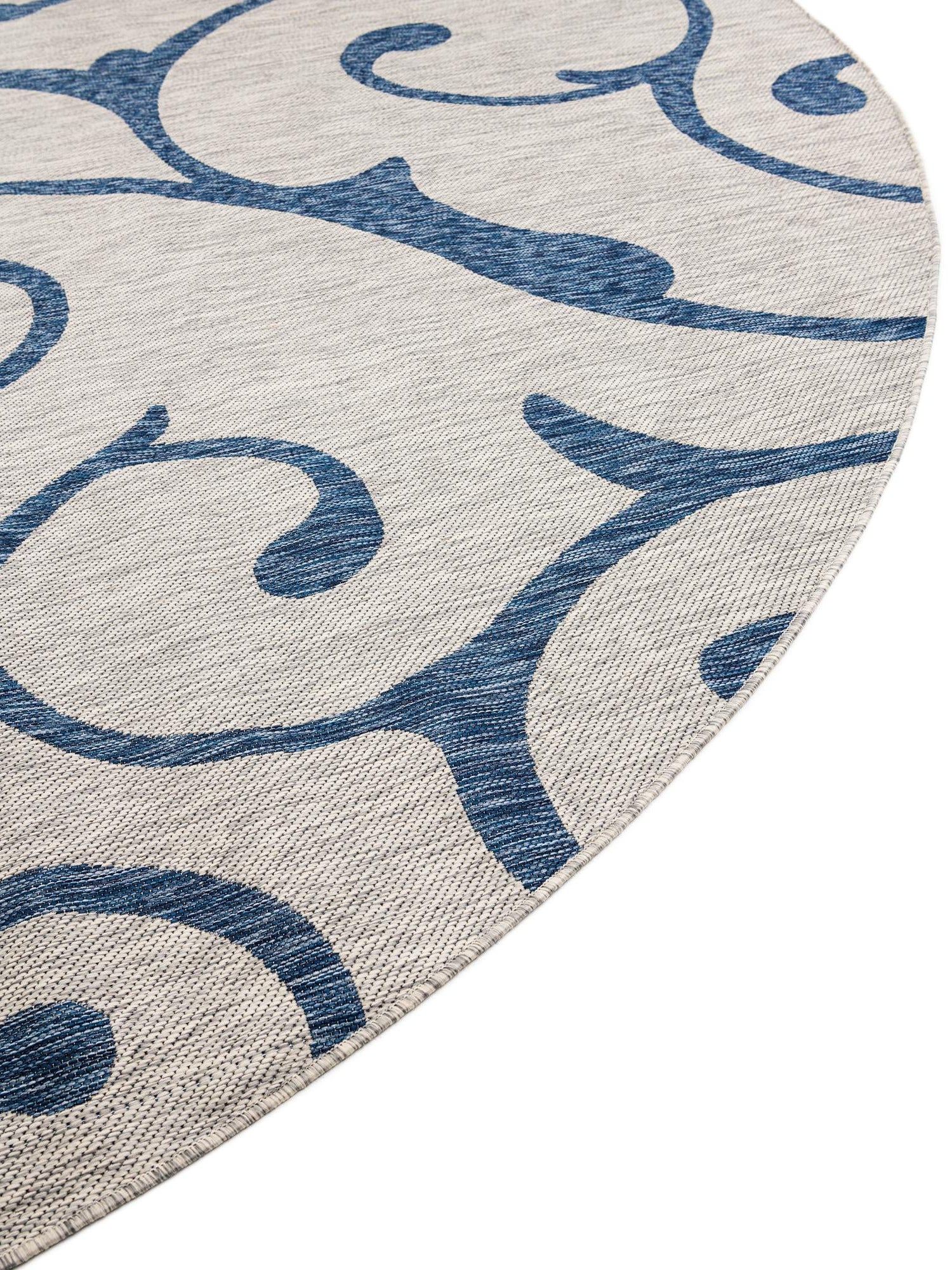 Gray 13' 1 x 13' 1 Outdoor Botanical Round Area Rug Weather Resistant for Patio, Deck, Terrace, Balcony, Porch Polypropylene Garden Floral Tropical Carpet for Sale at Rug Engine