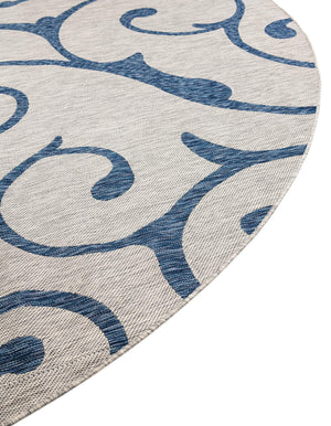 Gray 13' 1 x 13' 1 Outdoor Botanical Round Area Rug Weather Resistant for Patio, Deck, Terrace, Balcony, Porch Polypropylene Garden Floral Tropical Carpet for Sale at Rug Engine