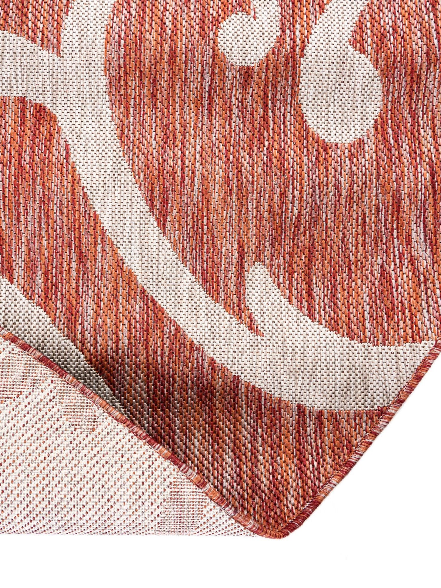 Rust Red 13' 1 x 13' 1 Outdoor Botanical Round Area Rug Weather Resistant for Patio, Deck, Terrace, Balcony, Porch Polypropylene Garden Floral Tropical Carpet for Sale at Rug Engine