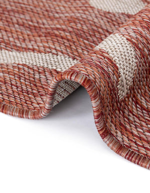 Rust Red 4' 1 x 4' 1 Outdoor Botanical Round Area Rug Weather Resistant for Patio, Deck, Terrace, Balcony, Porch Polypropylene Garden Floral Tropical Carpet for Sale at Rug Engine