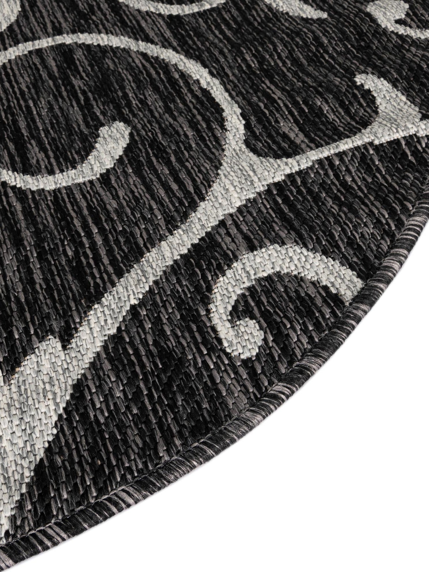 Charcoal Gray 13' 1 x 13' 1 Outdoor Botanical Round Area Rug Weather Resistant for Patio, Deck, Terrace, Balcony, Porch Polypropylene Garden Floral Tropical Carpet for Sale at Rug Engine