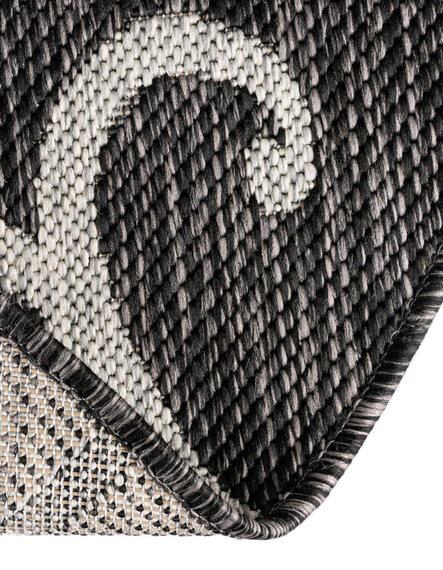 Charcoal Gray 4' 1 x 4' 1 Outdoor Botanical Round Area Rug Weather Resistant for Patio, Deck, Terrace, Balcony, Porch Polypropylene Garden Floral Tropical Carpet for Sale at Rug Engine