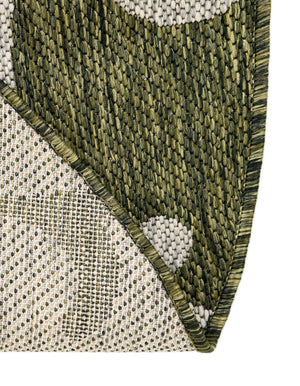 Green 13' 1 x 13' 1 Outdoor Botanical Round Area Rug Weather Resistant for Patio, Deck, Terrace, Balcony, Porch Polypropylene Garden Floral Tropical Carpet for Sale at Rug Engine