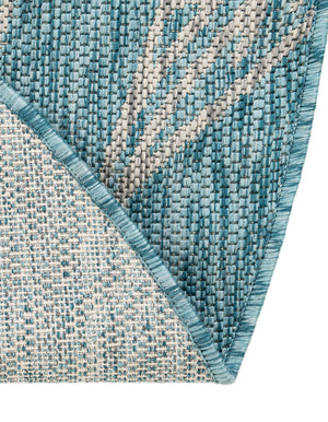 Light Aqua 4' 1 x 4' 1 Outdoor Botanical Round Area Rug Weather Resistant for Patio, Deck, Terrace, Balcony, Porch Polypropylene Garden Floral Tropical Carpet for Sale at Rug Engine