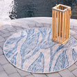 Light Gray 4' 1 x 4' 1 Outdoor Botanical Round Area Rug Weather Resistant for Patio, Deck, Terrace, Balcony, Porch Polypropylene Garden Floral Tropical Carpet for Sale at Rug Engine