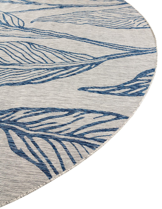 Light Gray 10' 8 x 10' 8 Outdoor Botanical Round Area Rug Weather Resistant for Patio, Deck, Terrace, Balcony, Porch Polypropylene Garden Floral Tropical Carpet for Sale at Rug Engine