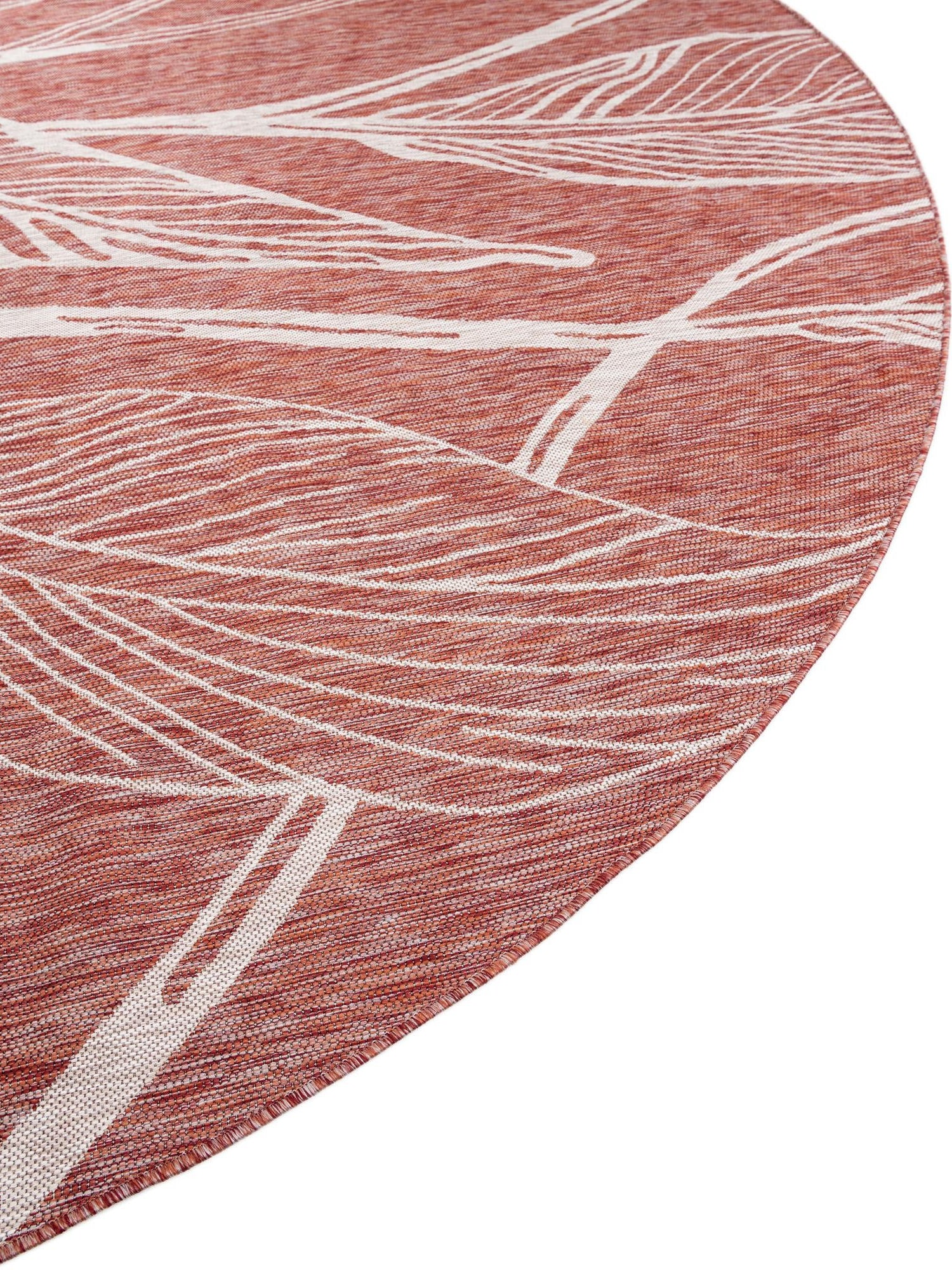 Rust Red 13' 1 x 13' 1 Outdoor Botanical Round Area Rug Weather Resistant for Patio, Deck, Terrace, Balcony, Porch Polypropylene Garden Floral Tropical Carpet for Sale at Rug Engine