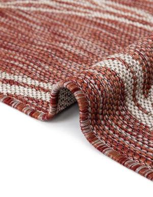 Rust Red 4' 1 x 4' 1 Outdoor Botanical Round Area Rug Weather Resistant for Patio, Deck, Terrace, Balcony, Porch Polypropylene Garden Floral Tropical Carpet for Sale at Rug Engine