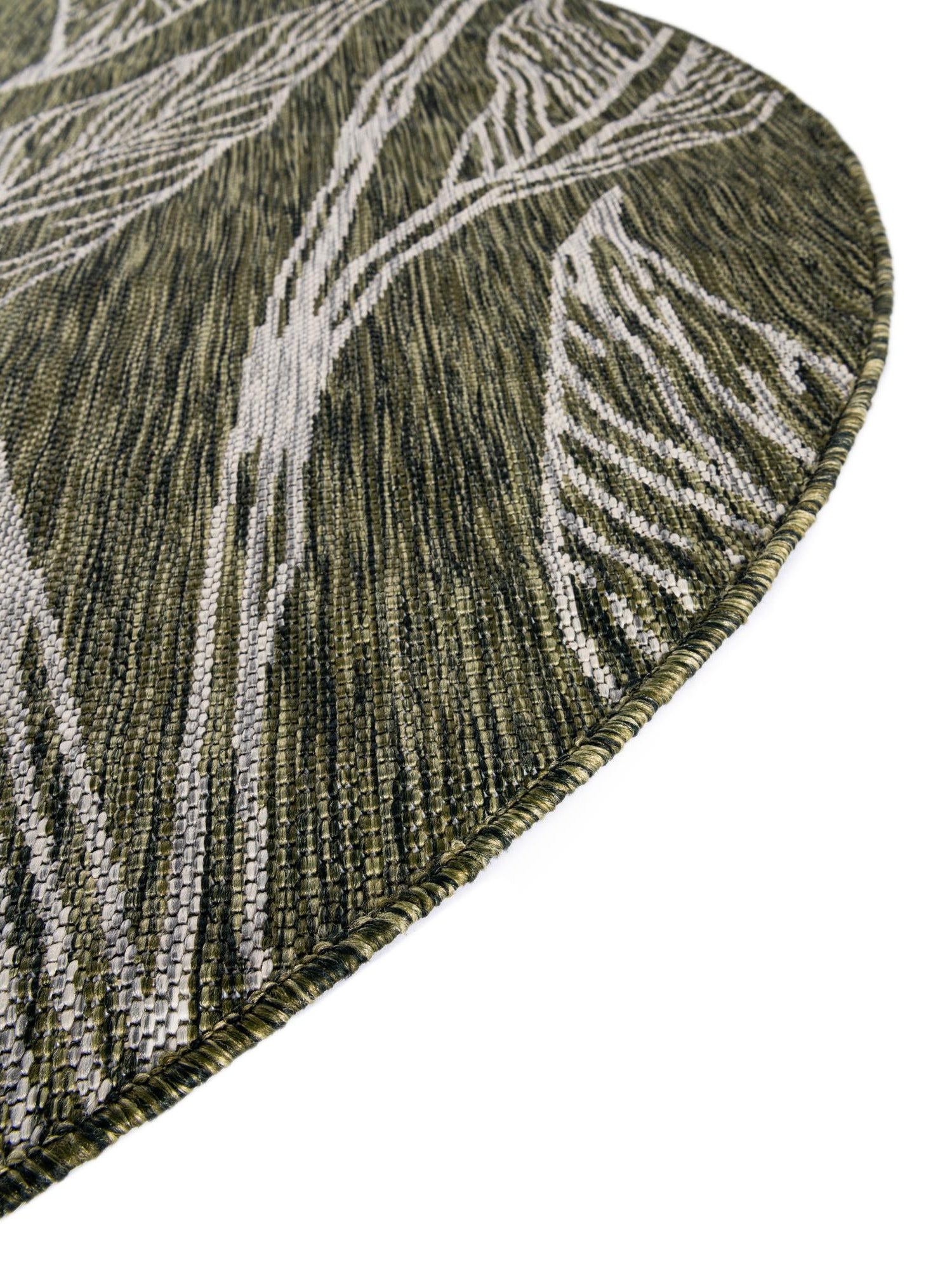 Green 10' x 10' Outdoor Botanical Round Area Rug Weather Resistant for Patio, Deck, Terrace, Balcony, Porch Polypropylene Garden Floral Tropical Carpet for Sale at Rug Engine