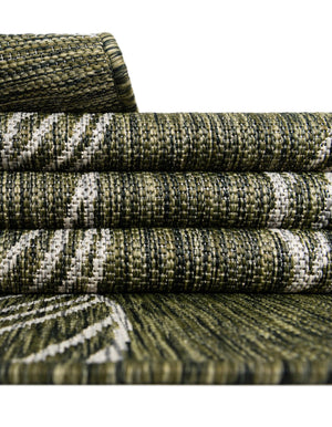 Green 7' 10 x 7' 10 Outdoor Botanical Round Area Rug Weather Resistant for Patio, Deck, Terrace, Balcony, Porch Polypropylene Garden Floral Tropical Carpet for Sale at Rug Engine