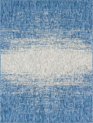 Blue 9' x 12' Outdoor Modern Rectangle Area Rug Weather Resistant for Patio, Deck, Terrace, Balcony, Porch 100% Polypropylene Modern Outside Carpet for Sale at Rug Engine