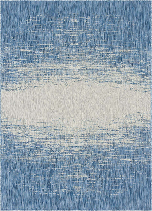 Blue 7' 1 x 10' Outdoor Modern Rectangle Area Rug Weather Resistant for Patio, Deck, Terrace, Balcony, Porch