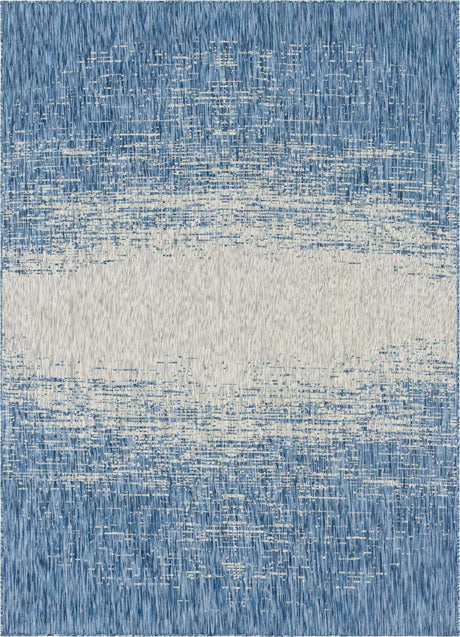 Blue 7' 1 x 10' Outdoor Modern Rectangle Area Rug Weather Resistant for Patio, Deck, Terrace, Balcony, Porch