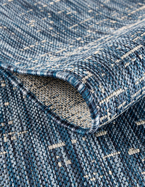 Blue 9' x 12' Outdoor Modern Rectangle Area Rug Weather Resistant for Patio, Deck, Terrace, Balcony, Porch 100% Polypropylene Modern Outside Carpet for Sale at Rug Engine