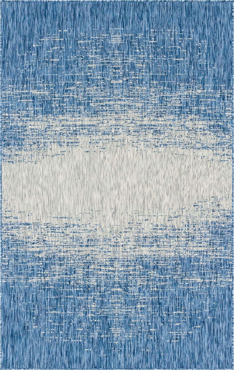 Blue 5' 3 x 8' Outdoor Modern Rectangle Rug