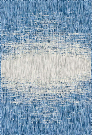 Blue 4' 1 x 6' 1 Outdoor Modern Rectangle Area Rug Weather Resistant for Patio, Deck, Terrace, Balcony, Porch 100% Polypropylene Modern Outside Carpet for Sale at Rug Engine