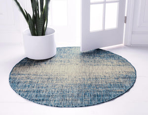 Blue 13' 1 x 13' 1 Outdoor Modern Round Area Rug Weather Resistant for Patio, Deck, Terrace, Balcony, Porch 100% Polypropylene Modern Outside Carpet for Sale at Rug Engine