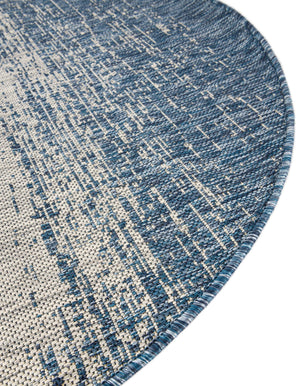 Blue 13' 1 x 13' 1 Outdoor Modern Round Area Rug Weather Resistant for Patio, Deck, Terrace, Balcony, Porch 100% Polypropylene Modern Outside Carpet for Sale at Rug Engine