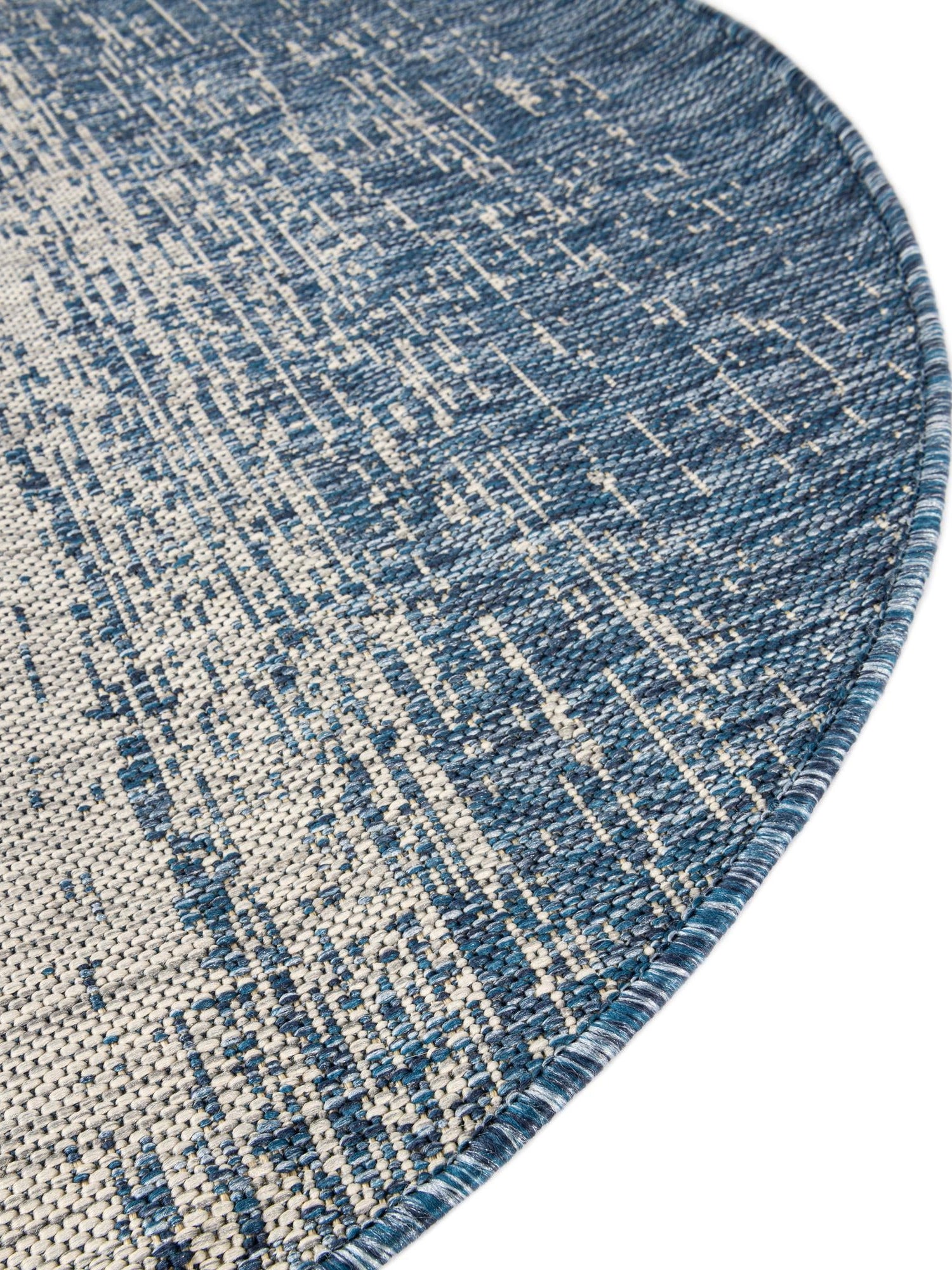 Blue 10' 8 x 10' 8 Outdoor Modern Round Area Rug Weather Resistant for Patio, Deck, Terrace, Balcony, Porch 100% Polypropylene Modern Outside Carpet for Sale at Rug Engine