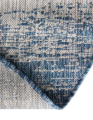 Blue 4' 1 x 4' 1 Outdoor Modern Round Area Rug Weather Resistant for Patio, Deck, Terrace, Balcony, Porch 100% Polypropylene Modern Outside Carpet for Sale at Rug Engine