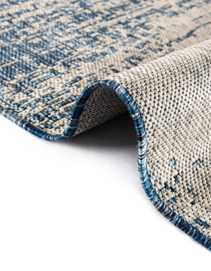 Blue 13' 1 x 13' 1 Outdoor Modern Round Area Rug Weather Resistant for Patio, Deck, Terrace, Balcony, Porch 100% Polypropylene Modern Outside Carpet for Sale at Rug Engine
