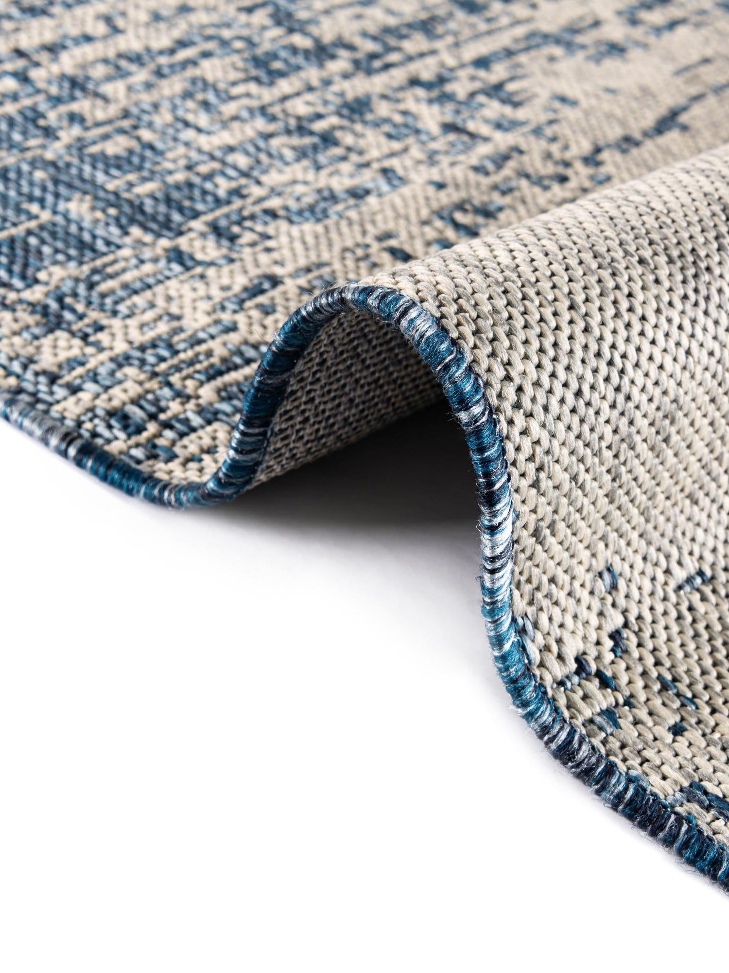 Blue 4' 1 x 4' 1 Outdoor Modern Round Area Rug Weather Resistant for Patio, Deck, Terrace, Balcony, Porch 100% Polypropylene Modern Outside Carpet for Sale at Rug Engine