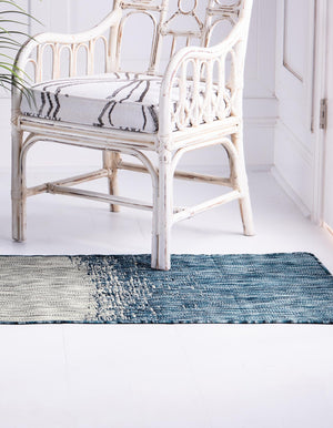 Blue 2' x 6' 1 Outdoor Modern Runner Area Rug Weather Resistant for Patio, Deck, Terrace, Balcony, Porch 100% Polypropylene Modern Outside Carpet for Sale at Rug Engine