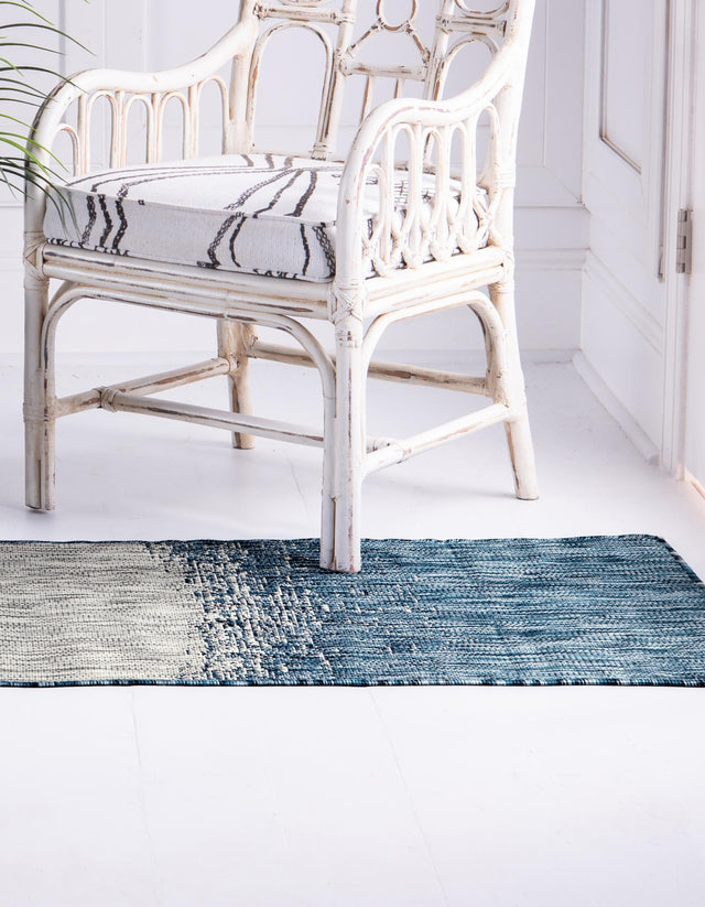Blue 2' x 6' 1 Outdoor Modern Runner Area Rug Weather Resistant for Patio, Deck, Terrace, Balcony, Porch 100% Polypropylene Modern Outside Carpet for Sale at Rug Engine