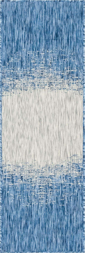 Blue 2' x 6' 1 Outdoor Modern Runner Area Rug Weather Resistant for Patio, Deck, Terrace, Balcony, Porch 100% Polypropylene Modern Outside Carpet for Sale at Rug Engine