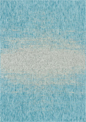 Aqua 7' 10 x 11' Outdoor Modern Rectangle Area Rug Weather Resistant for Patio, Deck, Terrace, Balcony, Porch 100% Polypropylene Modern Outside Carpet for Sale at Rug Engine