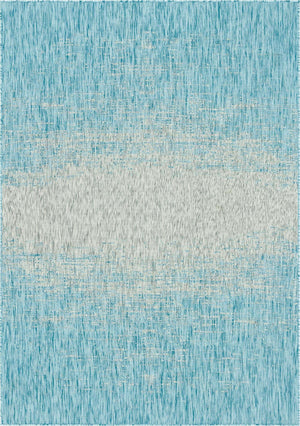 Aqua 7' 1 x 10' Outdoor Modern Rectangle Area Rug Weather Resistant for Patio, Deck, Terrace, Balcony, Porch 100% Polypropylene Modern Outside Carpet for Sale at Rug Engine