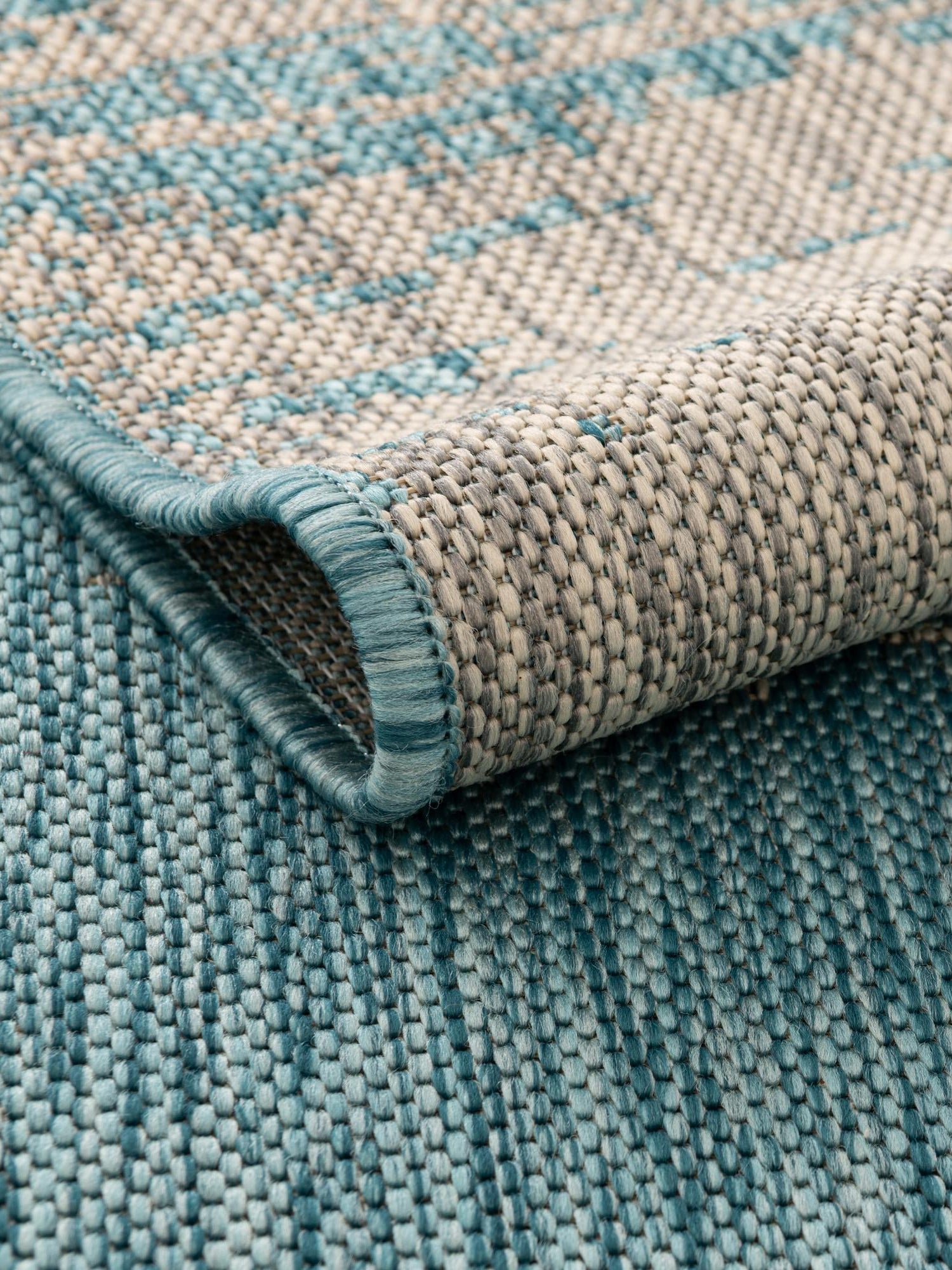 Aqua 4' 1 x 6' 1 Outdoor Modern Rectangle Area Rug Weather Resistant for Patio, Deck, Terrace, Balcony, Porch 100% Polypropylene Modern Outside Carpet for Sale at Rug Engine