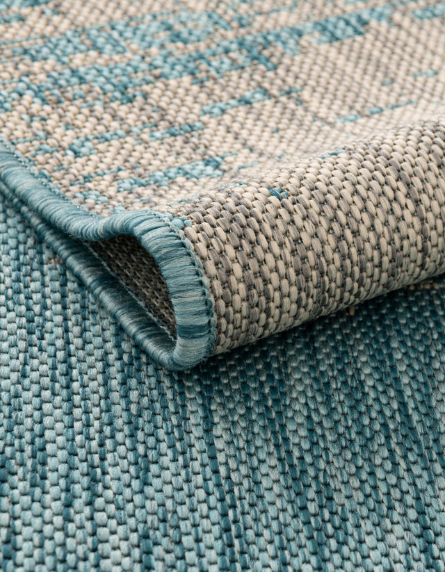 Aqua 4' 1 x 6' 1 Outdoor Modern Rectangle Area Rug Weather Resistant for Patio, Deck, Terrace, Balcony, Porch