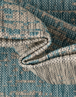 Aqua 7' 10 x 11' Outdoor Modern Rectangle Area Rug Weather Resistant for Patio, Deck, Terrace, Balcony, Porch 100% Polypropylene Modern Outside Carpet for Sale at Rug Engine