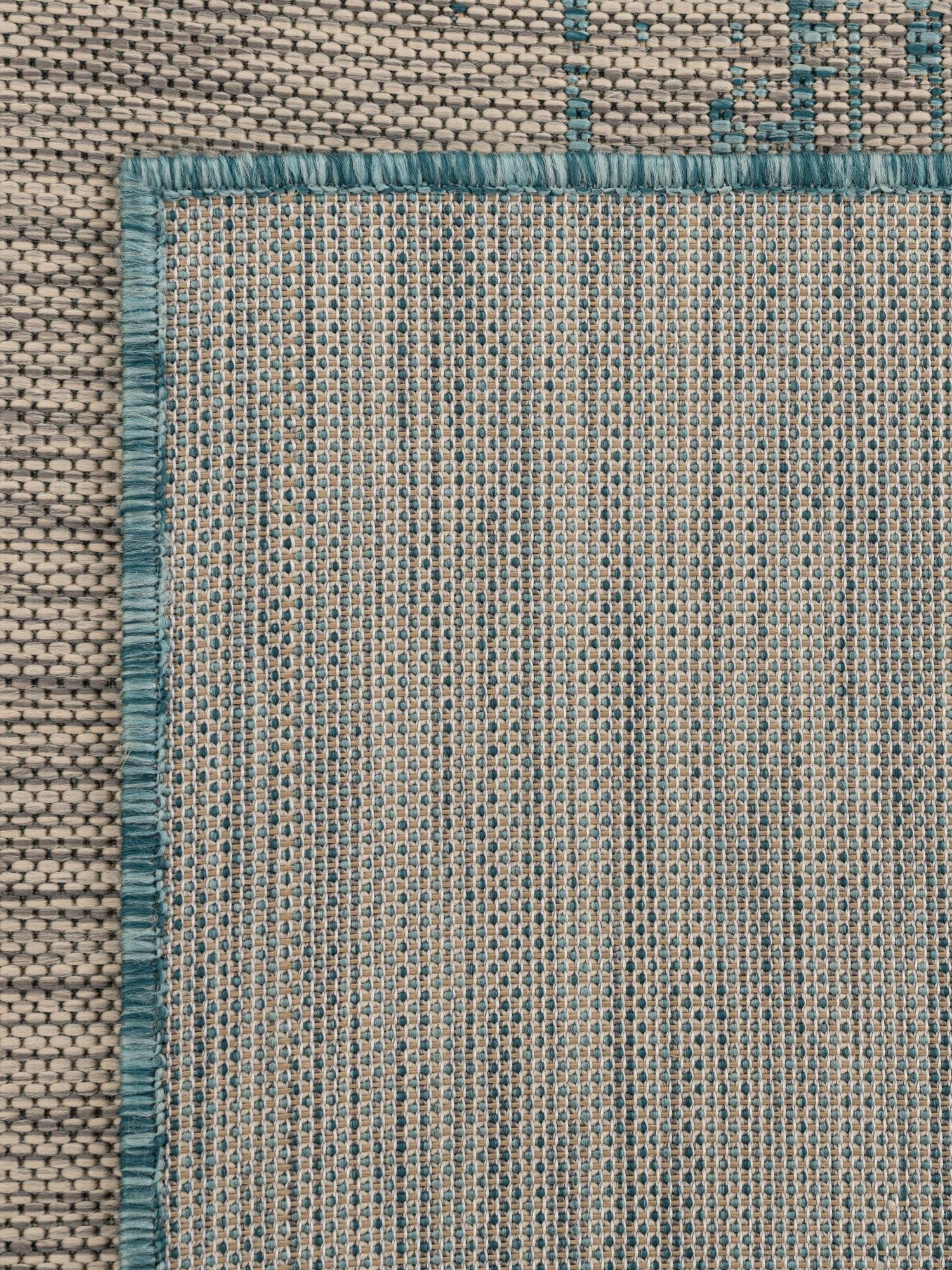 Aqua 9' x 12' Outdoor Modern Rectangle Area Rug Weather Resistant for Patio, Deck, Terrace, Balcony, Porch 100% Polypropylene Modern Outside Carpet for Sale at Rug Engine