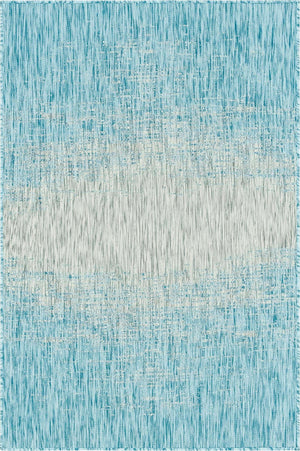 Aqua 4' 1 x 6' 1 Outdoor Modern Rectangle Area Rug Weather Resistant for Patio, Deck, Terrace, Balcony, Porch